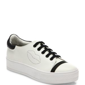 Alice + Olivia White Pax Leather Platform Sneakers